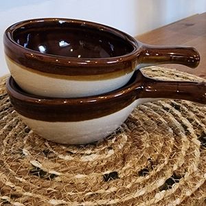Set of 2 Vintage Stoneware Soup Bowls